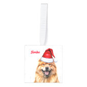 Leuke Chow Chow Santa Dog Twee Foto Kerstmis Decoratie (Voorkant)