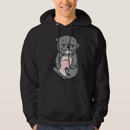 Leuke Chubby Grey Pitbull Puppy Hoodie (Voorkant)