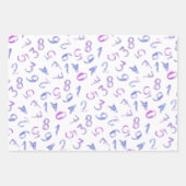Leuke cijferpatroon roze paars wit wiskunde inpakpapier vel (Voorkant 3)