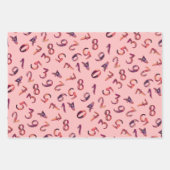 Leuke cijferpatroon roze paars wit wiskunde inpakpapier vel (Voorkant 2)