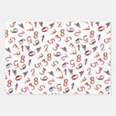 Leuke cijferpatroon roze paars wit wiskunde inpakpapier vel (Voorkant)