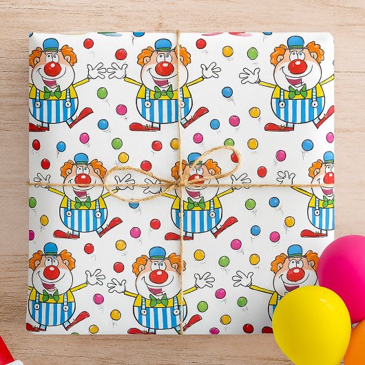 Leuke circus clown jongleren ballen cadeaupapier