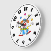 Leuke circus clown jongleren ballen grote klok (Hoek)