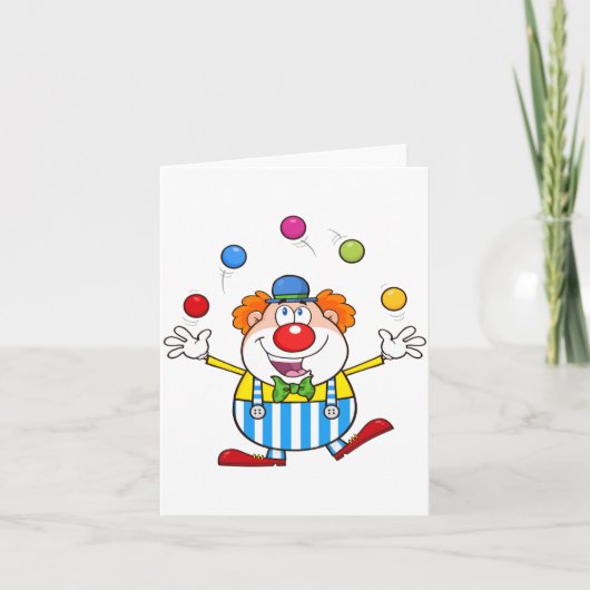 Leuke circus clown jongleren ballen kaart (Voorkant)
