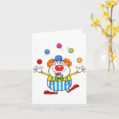 Leuke circus clown jongleren ballen kaart (Gele Bloem)