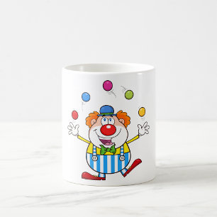 Leuke circus clown jongleren ballen koffiemok