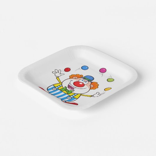 Leuke circus clown jongleren ballen papieren bordje (Gebogen)