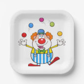 Leuke circus clown jongleren ballen papieren bordje (Voorkant)