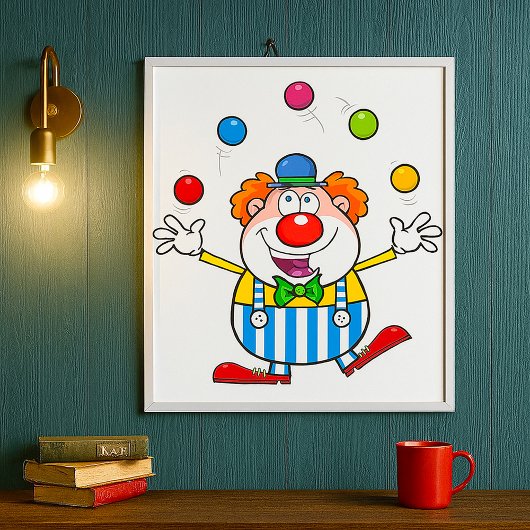 Leuke circus clown jongleren ballen poster
