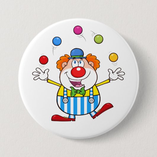 Leuke circus clown jongleren ballen ronde button 7,6 cm (Voorkant)