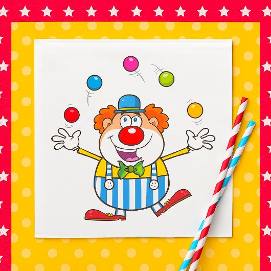 Leuke circus clown jongleren ballen servet