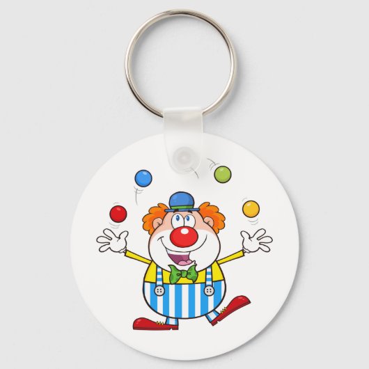 Leuke circus clown jongleren ballen sleutelhanger (Voorkant)