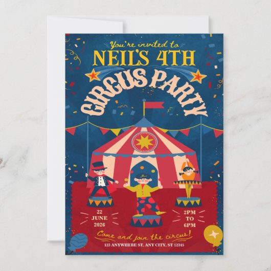 Leuke Circus Verjaardagsfeestje  Kaart (Voorkant)
