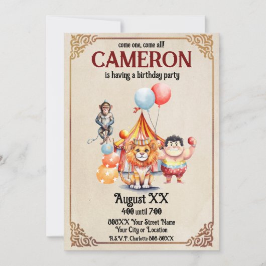 Leuke  circusdieren kaart (Voorkant)