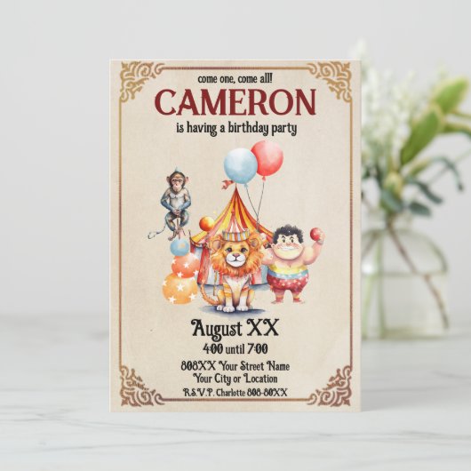 Leuke  circusdieren kaart (Staand voorkant)