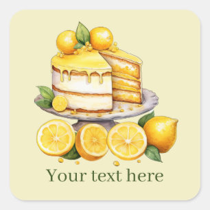 Leuke citroen cake tekst toevoegen vierkante sticker