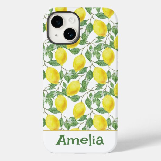 Leuke citroengele patroonnaam Case-Mate iPhone case (Achterkant)