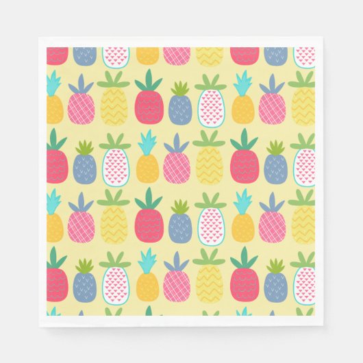 Leuke citroenkleurige ananas bedrukte servetten (Voorkant)