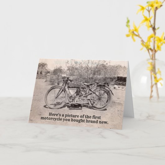 Leuke  Classic Motorrijder Verjaardag Kaart (Gele Bloem)