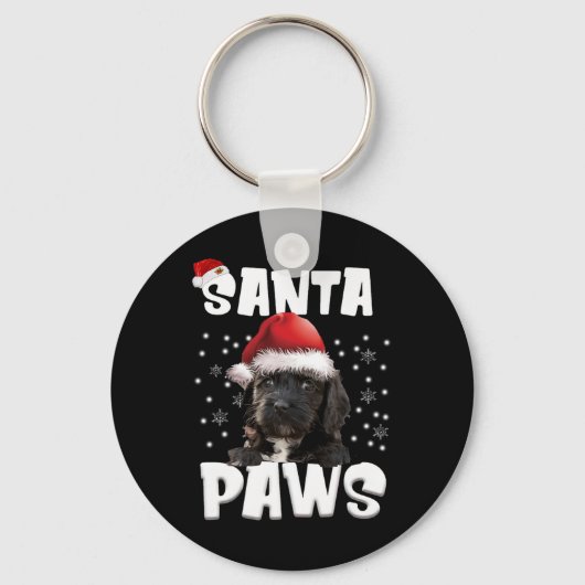 Leuke Cockapoo Christmas Lights Tree Hondenliefheb Sleutelhanger (Voorkant)