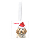 Leuke Cockapoo Santa Dog Twee Foto Kerstmis Decoratie (Voorkant)