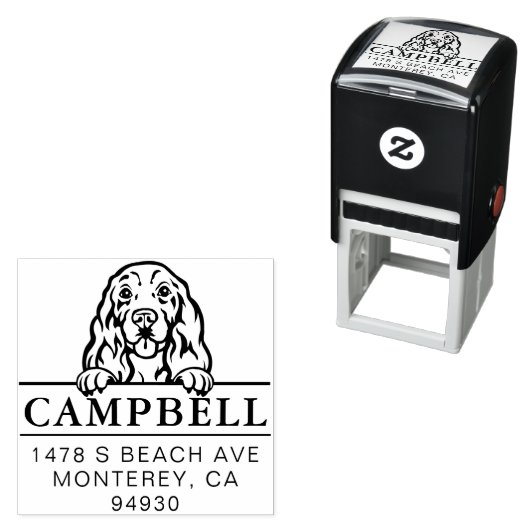 Leuke Cocker Spaniel Aangepaste Hond Adres Zelfinktende Stempel (In situ)