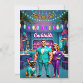 Leuke Cocktail Bar Verjaardagsfeest Paar Bulldog Kaart (Voorkant)