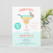 Leuke Cocktail illustratie zomer strand Sweet 16 Kaart (Staand voorkant)