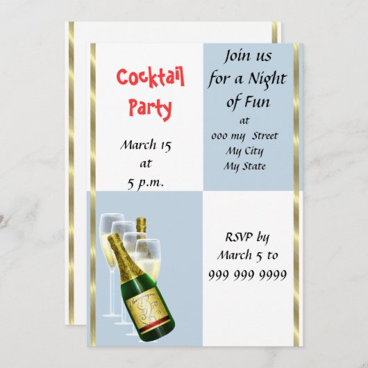 Leuke cocktail party uitnodiging (Voorkant / Achterkant)