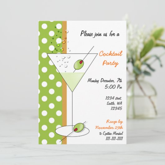 Leuke Cocktailparty Uitnodiging (Staand voorkant)