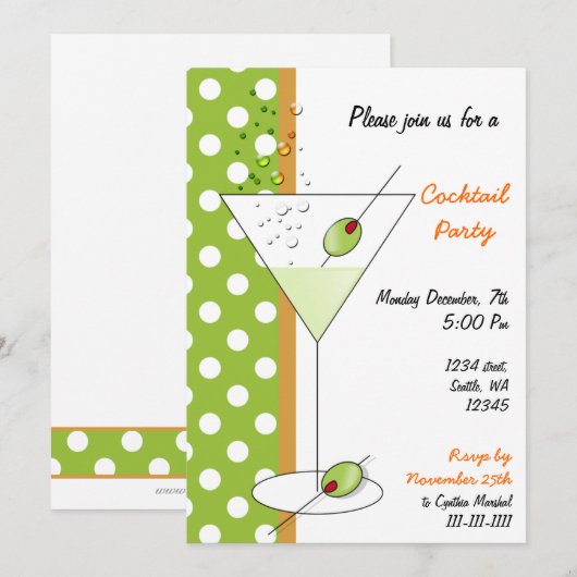 Leuke Cocktailparty Uitnodiging (Voorkant / Achterkant)