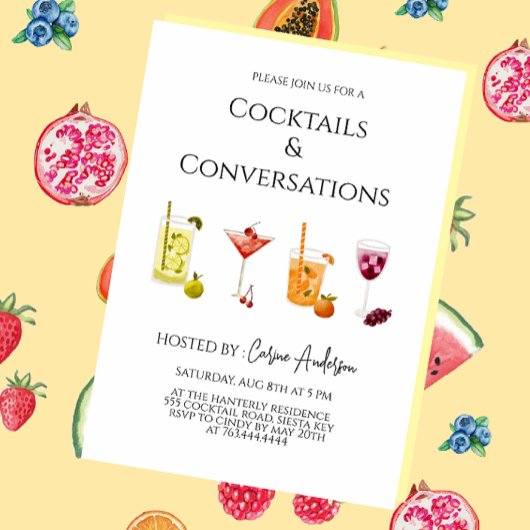 Leuke cocktails en conversatie kaart