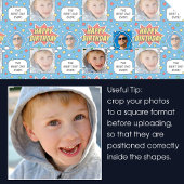 Leuke Comic Verjaardag Sterren Custom Foto's 3 Set Inpakpapier Vel