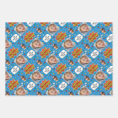 Leuke Comic Verjaardag Sterren Custom Foto's 3 Set Inpakpapier Vel (Voorkant)