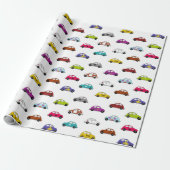 Leuke compacte auto's in retro stijl cadeaupapier (Uitgerold)