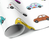Leuke compacte auto's in retro stijl cadeaupapier (Rol Hoek)