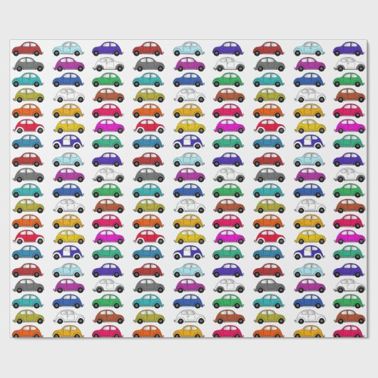 Leuke compacte auto's in retro stijl cadeaupapier (Vlak)