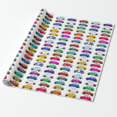 Leuke compacte auto's in retro stijl cadeaupapier (Uitgerold)