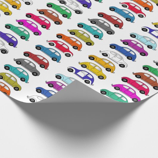 Leuke compacte auto's in retro stijl cadeaupapier (Hoek)