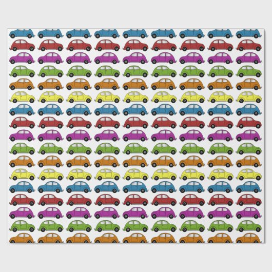 Leuke compacte auto's in retro-stijl in kleurrijen cadeaupapier (Vlak)