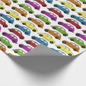 Leuke compacte auto's in retro-stijl in kleurrijen cadeaupapier (Hoek)