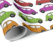 Leuke compacte auto's in retro-stijl in kleurrijen cadeaupapier (Rol Hoek)