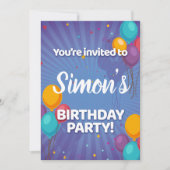 Leuke Confetti & Balloons Verjaardagsfeestuitnodig Kaart (Voorkant)