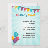 Leuke Confetti & Balloons Verjaardagsfeestuitnodig Kaart (Achterkant)