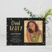 Leuke Confetti Foto Afstudeerfeest Uitnodiging (Staand voorkant)
