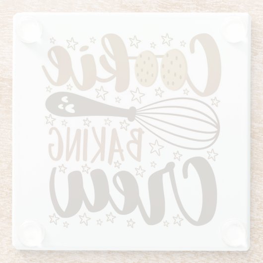 Leuke Cookie Baking Crew Design Glazen Onderzetter (Achterkant)