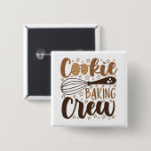 Leuke Cookie Baking Crew Design Vierkante Button 5,1 Cm (Voorkant /achterkant)