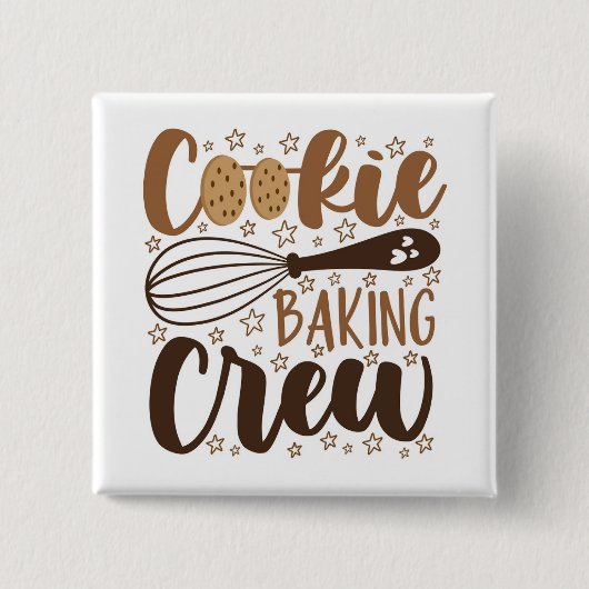 Leuke Cookie Baking Crew Design Vierkante Button 5,1 Cm (Voorkant)