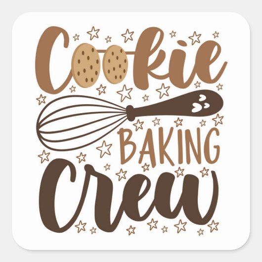 Leuke Cookie Baking Crew Design Vierkante Sticker (Voorkant)