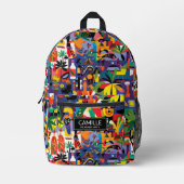 Leuke Cool Cartoon Kleurrijke Doodle Gepersonalise Bedrukte Rugzak (Voorkant)